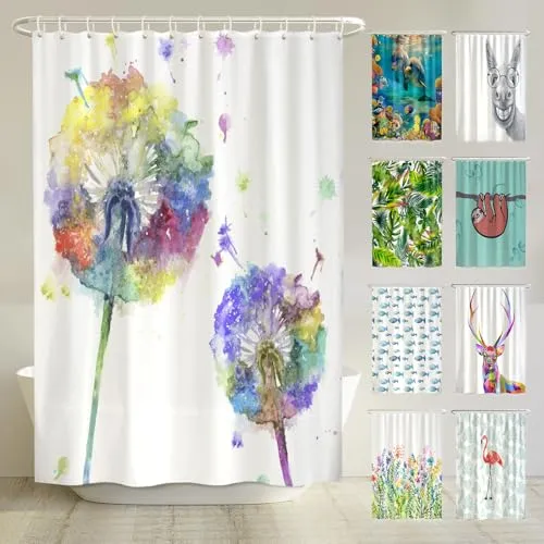 arteneur® Bunte Pusteblume Duschvorhang 180x200 - Duschvorhang aus recyceltem Polyester, blickdicht und wasserdicht. Mit Anti-Schimmel-Beschichtung und modernem Design bringt er Farbe in dein Bad!