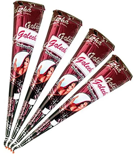 Golecha 100% Natural Henna Paste Cones Kegel (Rot-Braun) 4 x 125g
