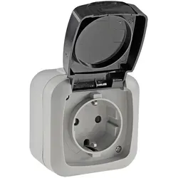 ChiliTec 20468 Feuchtraum Steckdose, IP44 250V/ 16A, inkl. AP-Rahmen, grau - Grau