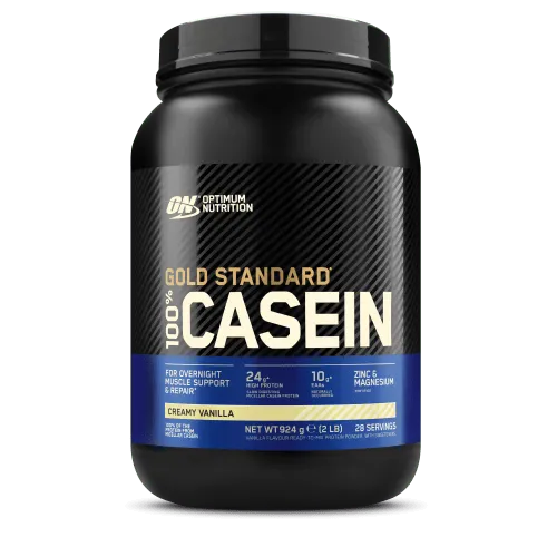 Optimum Nutrition 100% Gold Standard Casein - Creamy Vanilla - Casein Proteinpulver für einen langsamen Aminosäurefluss, ideal für die Nacht. Hochwertiges mizellares Kasein mit köstlichem Vanillegeschmack für Muskelregeneration.