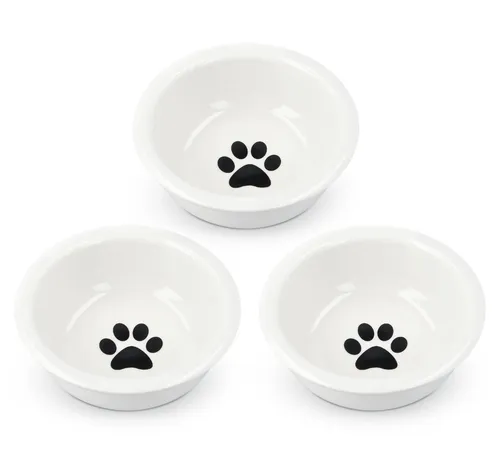 3er Set Keramik Fressnapf für Katzen und Hunde - Näpfe & Trinkbrunnen – Stilvolles Design in Weiß, ideal für Futter und Wasser, langlebig und leicht zu reinigen.