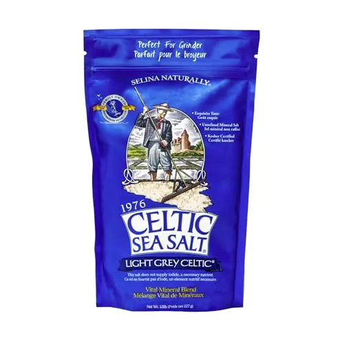 Celtic Sea Salt, Light Grey Celtic, 1 lb (454 g) - Natürliches, grobes Meersalz für die perfekte Würze in Ihrer Küche. Kommt in einem praktischen wiederverschließbaren Beutel, ideal zum Nachfüllen. Vollgepackt mit wichtigen Spurenelementen für ein unvergleichliches Geschmackserlebnis.