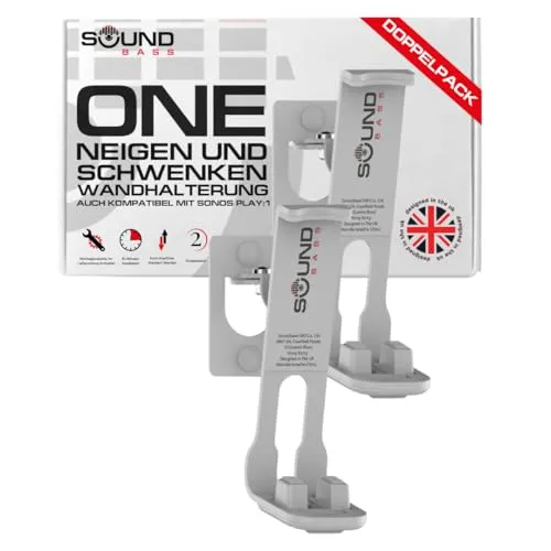 ONE, ONE Gen 2, ONE SL, Play:1 Wandhalterung - Doppelpack - Weiß - Kompatibel mit Sonos ONE, ONE Gen 2, ONESL & Play 1