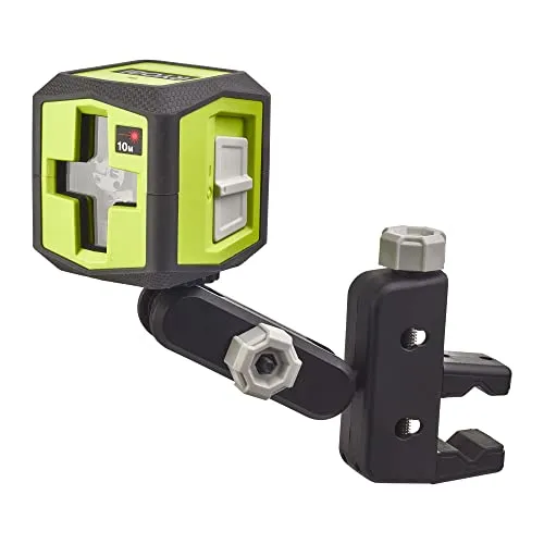 Ryobi Kreuzlinienlaser RBCLLR1 – Selbstnivellierend mit Halterung - Messgerät für präzise Nivellierarbeiten, selbstnivellierend mit rotem Laser, inkl. Universalhalterung und Batterien. Ideal für Heimwerker und Profis.