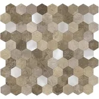 Dalsys Hexagon Wandpaneele selbstklebend 0,88m² - Beige Silber - 3D-Wandpaneele in Premium Qualität, feuchtigkeitsbeständig und einfach zu montieren - ideal für Bad und Küche, pflegeleicht und stilvoll.