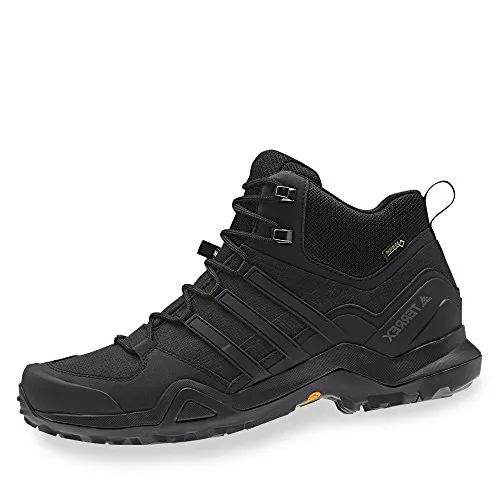 adidas Herren Terrex Swift R2 Mid Gtx Trekking Wanderhalbschuhe - Schwarz, 45 1/3 EU - Wanderschuhe mit GORE-TEX®-Technologie für wasserdichten Schutz und optimalen Komfort auf jedem Terrain.