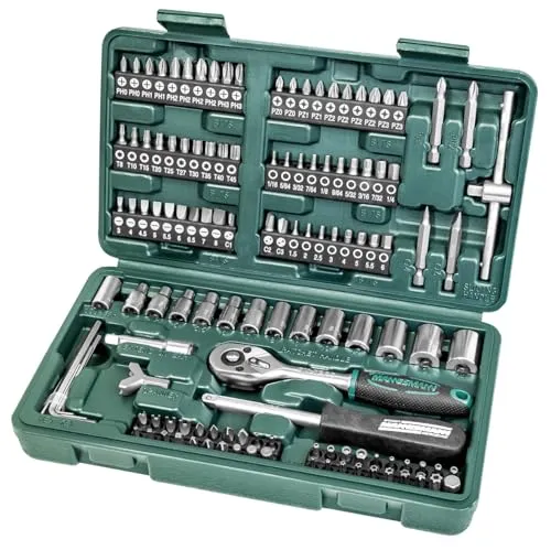 BrüderMannesmann Werkzeugkoffer M29166, 130-teilig, im Klappkoffer