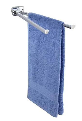 WENKO Handtuchhalter Basic silber - Halter für Handtücher, stilvolles Design in Silber, ideal für modernes Badezimmer und platzsparende Aufbewahrung.