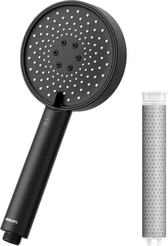 Philips ASH1516BK/10 Filterduschkopf schwarz - Kopfbrausen mit integriertem Wasserfilter für weicheres Wasser, 3 Funktionen für ein individuelles Duscherlebnis.