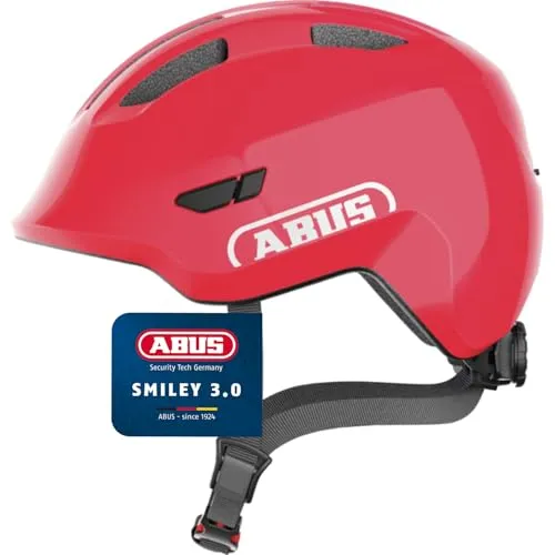 ABUS Unisex Fahrradhelm Shiny Red, M (50-55 cm) - Fahrradhelm für Kinder, sicher und stabil mit innovativem In-Mold Verfahren, bietet optimalen Schutz und Sichtbarkeit durch Reflektoren - ideal für kleine Radfahrer.