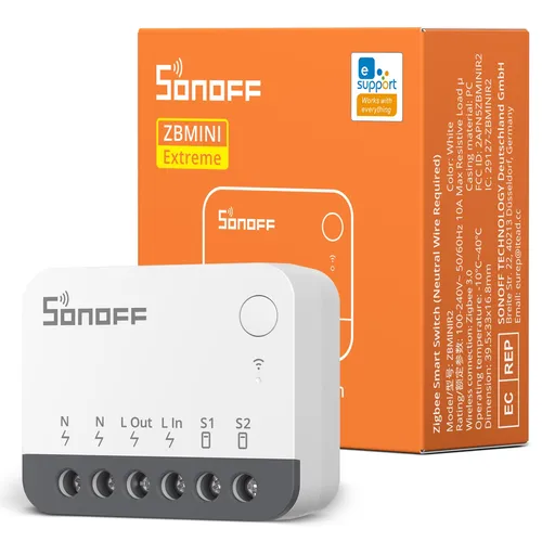 SONOFF ZBMINI Extreme Zigbee Smart Switch - Smart Home Schalter mit einfacher App-Steuerung, Signalreichweite bis 200 Meter, integrierbar in EU-Einbaudosen – ideal für flexibles Lichtmanagement ohne aufwendige Installation.