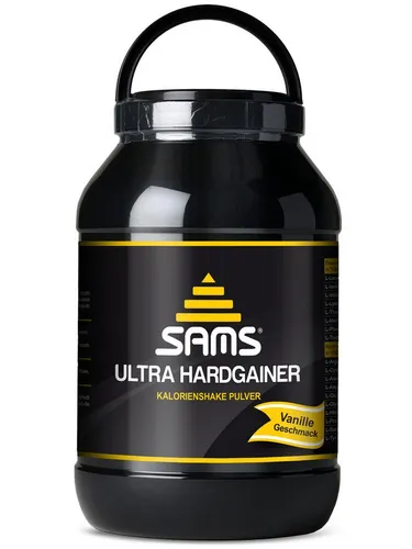 SAM'S Ultra Hardgainer 2250 g Pulver - Kohlenhydrate und hochwertiges Eiweiß für effektive Gewichtszunahme, ideal für Sportler, die ihre Muskelmasse steigern möchten. Geschmack: Vanille.