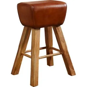 Wohnling Barhocker WL6.011, Turnbock, 75cm Sitzhöhe, Echtleder, braun