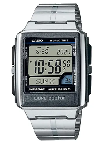 Casio Herren Digitaluhr – Hochwertige Edelstahl Armbanduhr mit Kalender, Stoppuhr und wasserdicht bis 50m