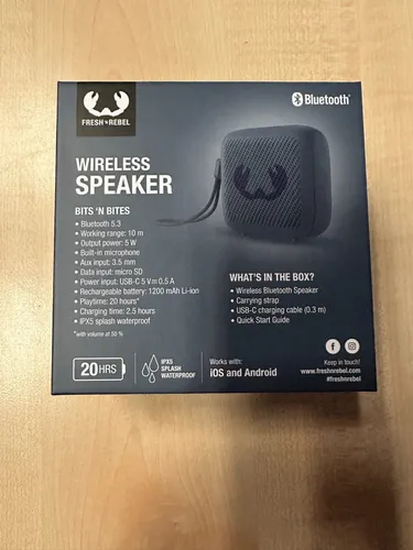 Fresh ’n Rebel Kabelloser Lautsprecher - Bluetooth-Lautsprecher in Schwarz, kompakte Größe (11 x 6 x 11 cm), ideal für Musikliebhaber unterwegs und perfekt für jede Altersgruppe.
