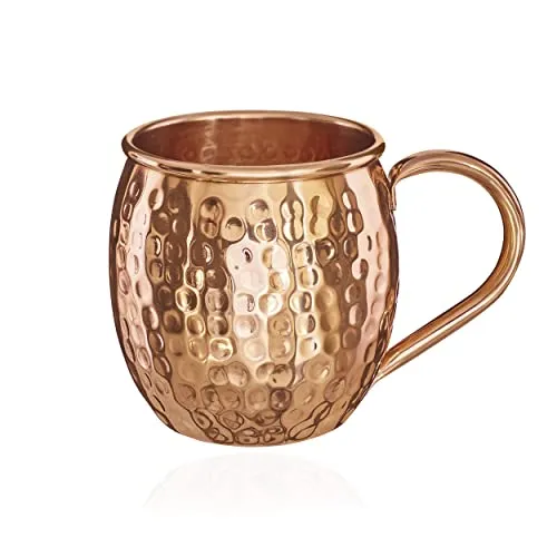 NKlaus Kupferbecher 140g - Oval Moscow - Becher aus 100% reinem Kupfer, handgehämmert und ideal für Cocktails. Genießen Sie Ihre Getränke in ayurvedischer Tradition mit einem Gewicht von nur 140g.
