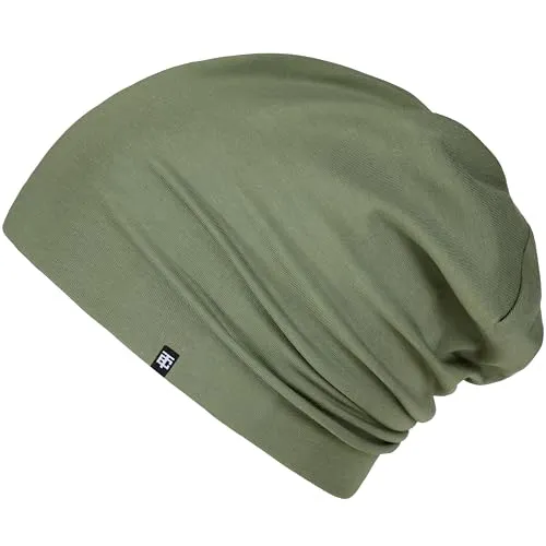 Enter the Complex® Leichte Beanie Mütze, Herren und Damen, Übergangsmütze, Sommer Beanie, Dünne Kopfbedeckung, Baumwolle (Jersey), L/XL, Olive