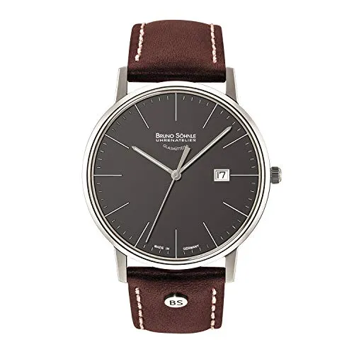 Bruno Söhnle Stuttgart I Big Herren-Armbanduhr - Elegante Armbanduhr mit Quarzwerk, Saphirglas und hochwertigem Lederarmband, ideal für stilbewusste Männer. Wasserdicht bis 5 bar und präzise gefertigt in Glashütte.