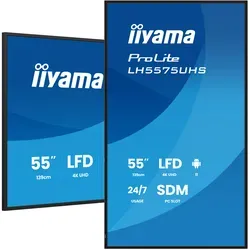 iiyama Prolite LH5575UHS-B2AG 54.6" 4K Digital Signage Display - Monitore mit 4K UHD, 24/7 Betrieb und Android 11, ideal für unternehmenskritische Umgebungen mit flexibler Kontrolle über Inhalte und kabelloser Bildschirmfreigabe.
