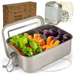 Dimono Lunchbox Dimono Edelstahl Brotdose – Auslaufsichere Lunchbox mit Trennwand, Edelstahl, BPA-frei, plastikfrei, (Auslaufsichere Bento-Box, Brotzeit-Dose aus Edelstahl), mit Fächer 850 ml