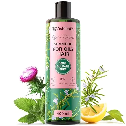 Vis Plantis Rosmarin Shampoo Fettiges Haar mit Mariendistel & Zitronenmelisse | Vegan Shampoo Gegen Fettige Haare ohne Sulfate Parabene und Silikone | Anti Schuppen Shampoo Juckende Kopfhaut | 400 ML