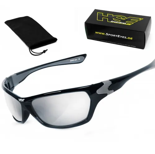 HSE - SportEyes Sportbrille HIGHSIDER - Brillen mit bruchsicheren, steinschlagbeständigen Gläsern aus Polycarbonat, ideal für Outdoor-Aktivitäten und Sportler, inklusive Transportbeutel.