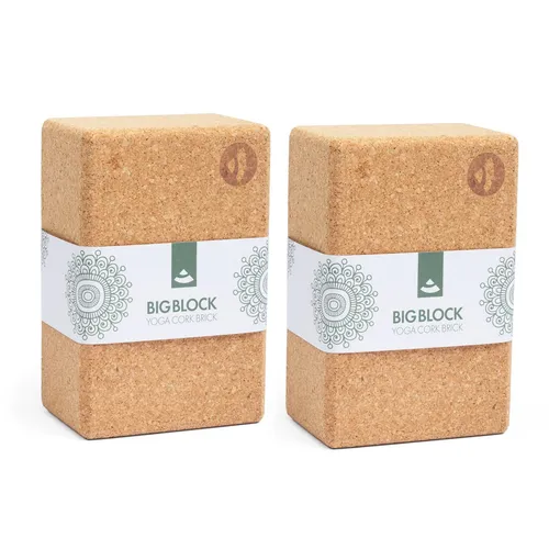 bodhi Yoga BIG BLOCK Kork Klotz Set XXL - Yogablöcke aus naturbelassenem Kork, ideal für Einsteiger und fortgeschrittene Yoga-Praktiken, bieten sicheren Halt und Unterstützung in Asanas.