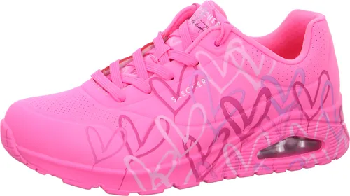 Skechers UNO-SPREAD THE LOVE Wedgesneaker - Sportlicher Halbschuh mit coolem Graffiti-Print, ausgestattet mit Skech-Air® Dämpfung und Memory Foam für ultimativen Komfort. Ideal für Freizeit und Alltag.