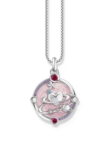 THOMAS SABO Damen Kettenanhänger mit Herzplaneten - Eleganter 925er Sterlingsilber Anhänger für Damen, geschwärzt und mit funkelnden Steinen – perfekt kombinierbar mit weiteren Thomas Sabo Schmuckstücken.