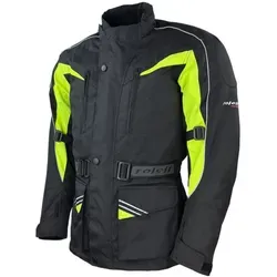 Roleff Motorradjacke RO10005 – Schwarz/Neongelb – Wasserdicht, Atmungsaktiv, Sicherheitsprotektoren – Größe S–7XL – Ideal für Touring & Alltag.