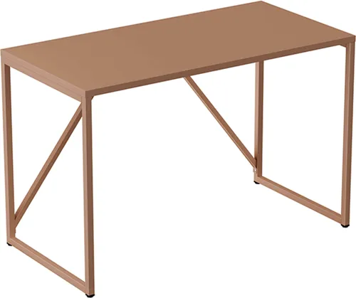 Oviala Moderner Schreibtisch L120 cm aus Metall - Braun - Stylischer Schreibtisch mit verstellbaren Füßen für optimale Stabilität. Pflegeleicht und ideal für jedes moderne Büro.