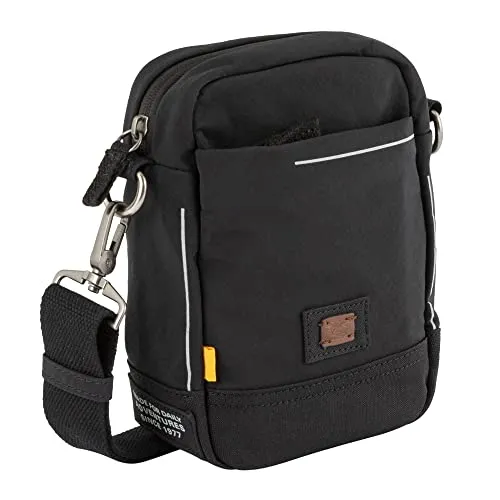 camel active City Herren Umhängetasche Crossbody Bag Klein Schwarz - Herren-Geldbörsen in urbanem Stil, aus recyceltem Nylon gefertigt, mit abnehmbarem Schulterriemen für individuellen Tragekomfort – ideal für den Alltag.