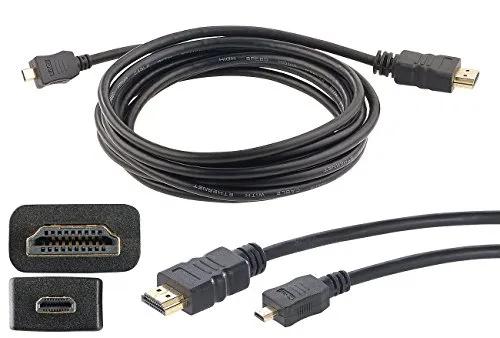 auvisio Micro HDMI Kabel: High-Speed-Adapterkabel Micro-HDMI auf HDMI, für 4K, 3D & Full HD, 3 m (Adapter Micro, MicroHDMI, Audio Konverter)