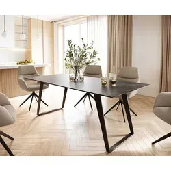 DELIFE Esstisch Edge 200x100 Keramik Laminam® Noir Desir Braun Metall Schräg Schwarz - Braun