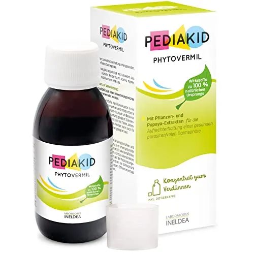 PEDIAKID - Phytovermil - Nahrungsergänzungsmittel auf der Grundlage von Pflanzenextrakten - Trägt zur Erhaltung einer gesunden, parasitenfreien Darmsphäre bei - Flasche 125ml