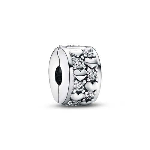 PANDORA Unendlichkeit Herzen Clip-Charm - Bead Charms für Damen, aus Sterling Silber mit funkelnden Zirkonia, perfekt für PANDORA Moments Armbänder und ein Symbol der Liebe.