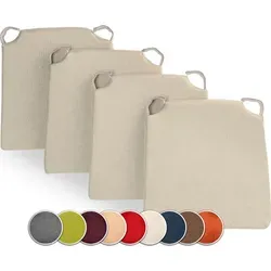 sunnypillow 4er Set Stuhlkissen mit Klettverschluss - Polster für Stühle & Sessel, wasserabweisend und ideal für Innen- und Außenbereich, mit 5 cm dickem Kaltschaum für höchsten Sitzkomfort und einfache Befestigung dank Klettbändern.