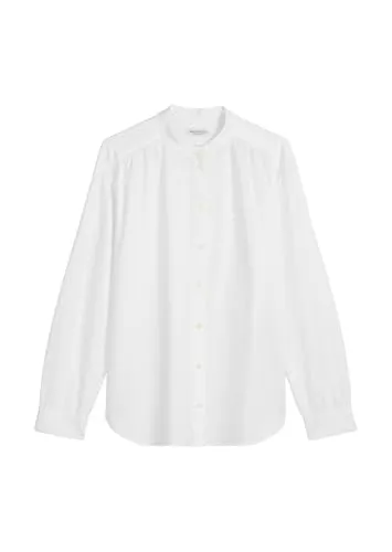 Langarmbluse MARC O'POLO aus softem Baumwoll-Satin - Elegante Damenbluse aus 100% Baumwollsatin, relaxed fit mit Raffdetails, ideal für lässige Business-Looks oder Freizeit.