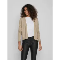 Vila Damen Viril Short L/S Knit Cardigan - Beige (Natural Melange), XXL - Modische Strickjacke mit gerippten Säumen, leicht und weich für perfekten Tragekomfort.