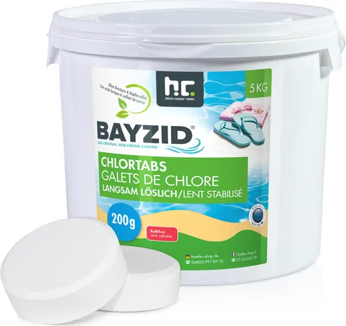 BAYZID® 5 kg Chlortabs 200g langsam löslich - Poolzubehör – Effektive, langsam lösliche Chlortabletten für kristallklares Wasser und langanhaltende Desinfektion, ideal für eine sorgenfreie Poolpflege.