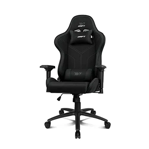DRIFT GAMING Chair DR110 - Hochwertiger Gaming Stuhl - Gaming-Stühle mit hochdichtem Stoff, 4D-Armlehnen und geräuscharmen Rollen für maximalen Komfort während langer Spielsitzungen.