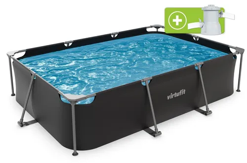 VirtuFit Rechteckpool 300 x 210 cm - Komplettset mit Filterpumpe - Robuster Gartenpool aus langlebigem PVC für jahrelangen Spaß. Inklusive Filterpumpe und Kartusche, ermöglicht schnellen Aufbau und sauberes Wasser. Ideal für Familie und Freunde mit großzügigem Platzangebot.