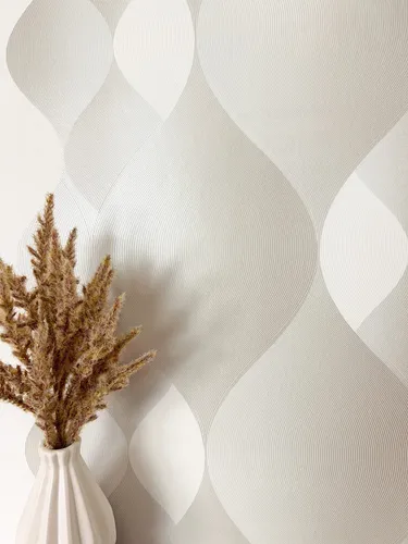 Newroom Vliestapete Beige - Moderne Grafik mit 3D Wellenmuster - Hochwertige Vliestapete in Beige, ideal für Wohnzimmer, Schlafzimmer oder Küche. Wasser- und dampfbeständig, restlos trocken abziehbar und dimensionsstabil.