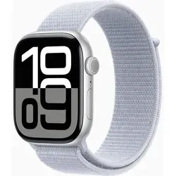 Apple Watch Series 10 (GPS 46 mm) - Smartwatch mit Aluminiumgehäuse in Silber, Sport Loop in Blaue Wolke, EKG-Funktion und fortschrittlichem Fitnesstracking für deine Gesundheit