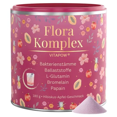Vitapow Flora Komplex 180g Pulver - 10 Mrd Bakterienkulturen L-Glutamin Vegan