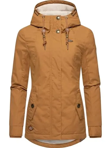 RAGWEAR Monade Damen Winterjacke XXL - Hellbraun - Funktionsjacke mit kuscheligem Fleece-Futter und verstellbarer Kapuze, ideal für kalte Tage. Sportlicher Schnitt, wasserabweisend und tailliert für optimalen Tragekomfort.