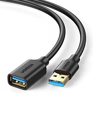 UGREEN USB Verlängerung Kabel USB 3.0 Verlängerungskabel A Stecker auf A Buchse mit Vergoldeten Kontakte für Kartenlesegerät,Tastatur, Drucker, Scanner, Kamera usw 1m