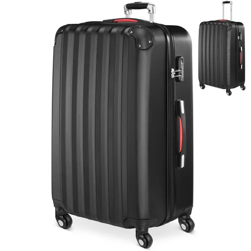 monzana Hartschalen-Trolley Baseline, Schwarz - Hartschalenkoffer mit 4 Rollen und TSA-Schloss, ideal für sicheres Reisen und müheloses Manövrieren.
