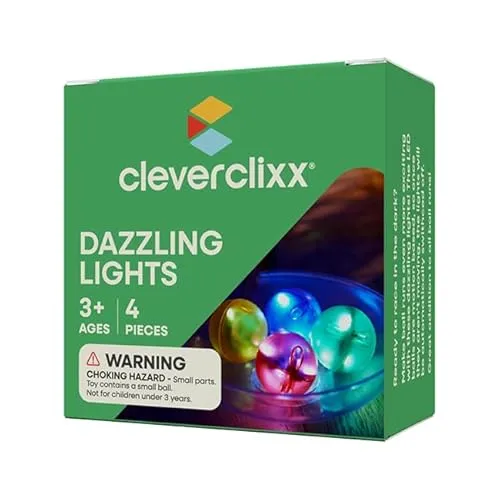 Cleverclixx Lichteffekt-Kugel-Set 4 Stück - Spielzeug mit Bewegungssensor: Diese leuchtenden Kugeln aktivieren sich beim Rollen und bringen faszinierende Lichteffekte in jede Kugelbahn, ideal für Kinder ab 3 Jahren.