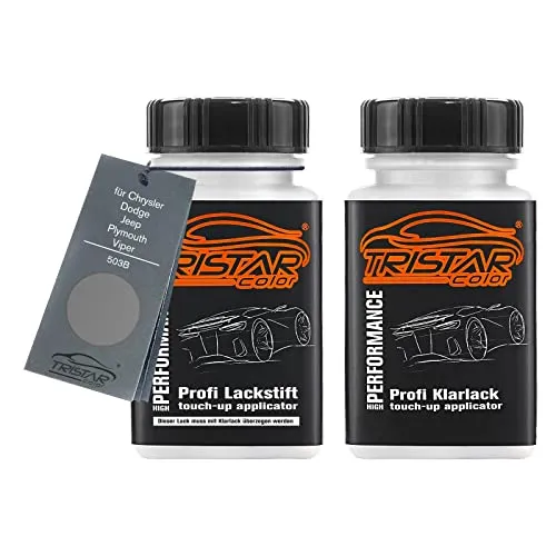 TRISTARcolor Autolack Lackstift Set für Chrysler/Dodge/Jeep/Plymouth/Viper 503B Ceramic Grey Basislack Klarlack je 50ml